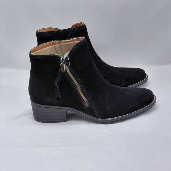 White Mountain Womens Ankle Boots Sz 7.5 Black Suede Block Heel Coastal Cowgirl - Picture 2 of 10